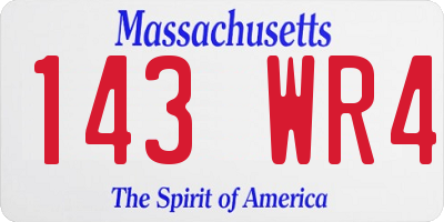 MA license plate 143WR4