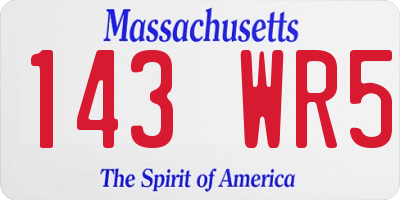 MA license plate 143WR5