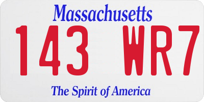MA license plate 143WR7