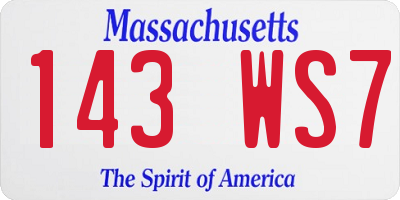 MA license plate 143WS7