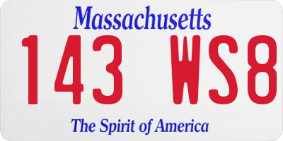 MA license plate 143WS8