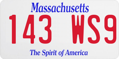 MA license plate 143WS9