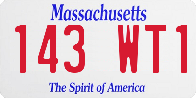 MA license plate 143WT1