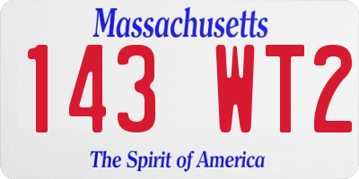 MA license plate 143WT2