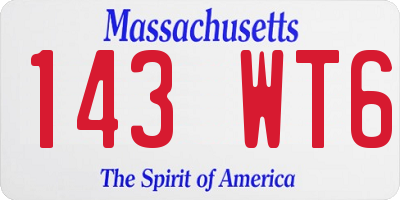 MA license plate 143WT6