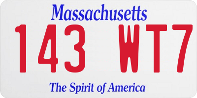 MA license plate 143WT7
