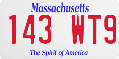 MA license plate 143WT9