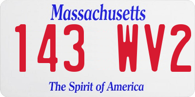 MA license plate 143WV2