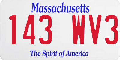 MA license plate 143WV3