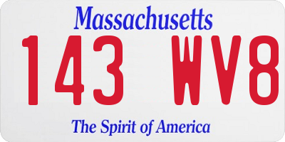 MA license plate 143WV8