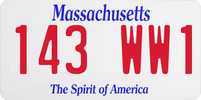MA license plate 143WW1