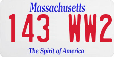 MA license plate 143WW2
