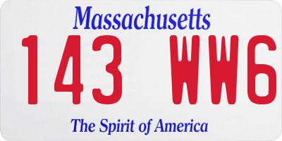 MA license plate 143WW6
