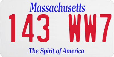MA license plate 143WW7