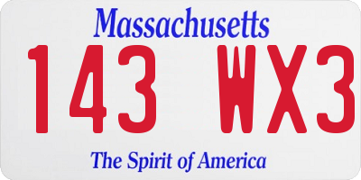 MA license plate 143WX3