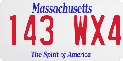 MA license plate 143WX4