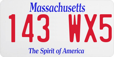 MA license plate 143WX5