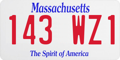 MA license plate 143WZ1
