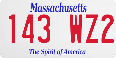 MA license plate 143WZ2