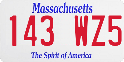 MA license plate 143WZ5