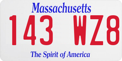 MA license plate 143WZ8