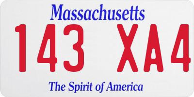 MA license plate 143XA4