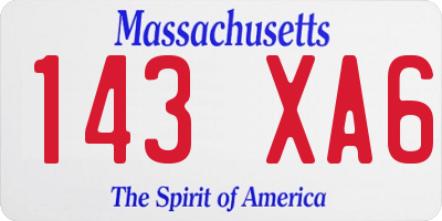 MA license plate 143XA6