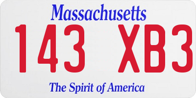 MA license plate 143XB3