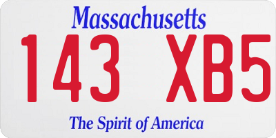 MA license plate 143XB5