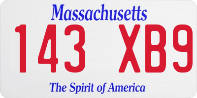 MA license plate 143XB9