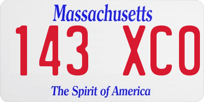 MA license plate 143XC0