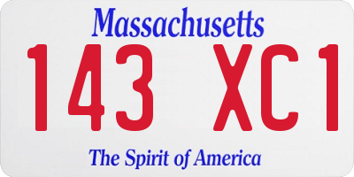 MA license plate 143XC1