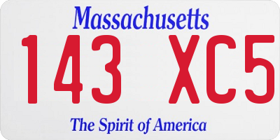 MA license plate 143XC5