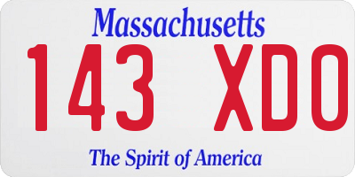 MA license plate 143XD0
