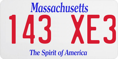 MA license plate 143XE3