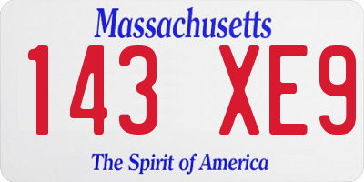 MA license plate 143XE9