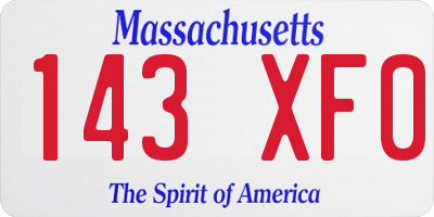 MA license plate 143XF0