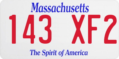 MA license plate 143XF2