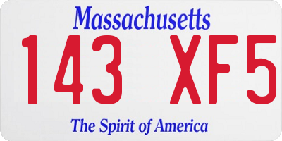 MA license plate 143XF5