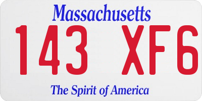 MA license plate 143XF6