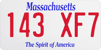 MA license plate 143XF7