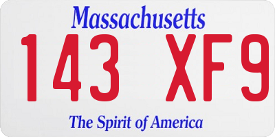MA license plate 143XF9