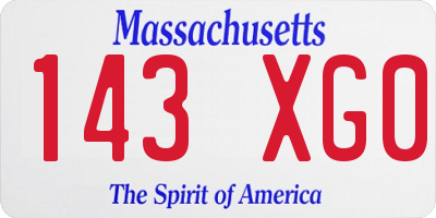 MA license plate 143XG0