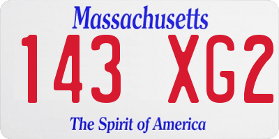MA license plate 143XG2
