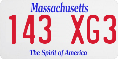 MA license plate 143XG3