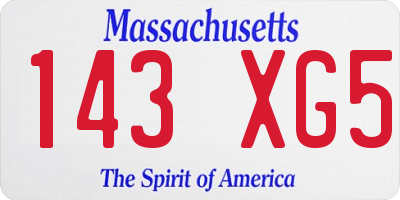 MA license plate 143XG5