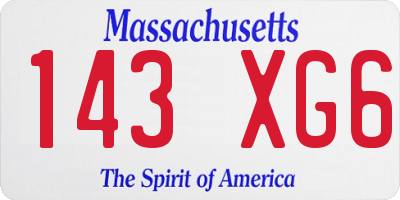 MA license plate 143XG6