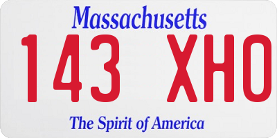 MA license plate 143XH0