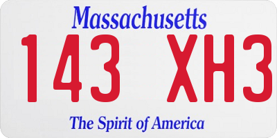 MA license plate 143XH3