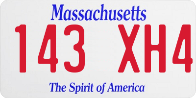 MA license plate 143XH4